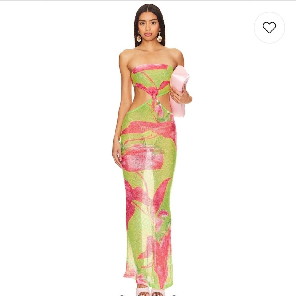 NWT Retrofête Fontelina Dress Lime Anthurium Swim Coverup Size L